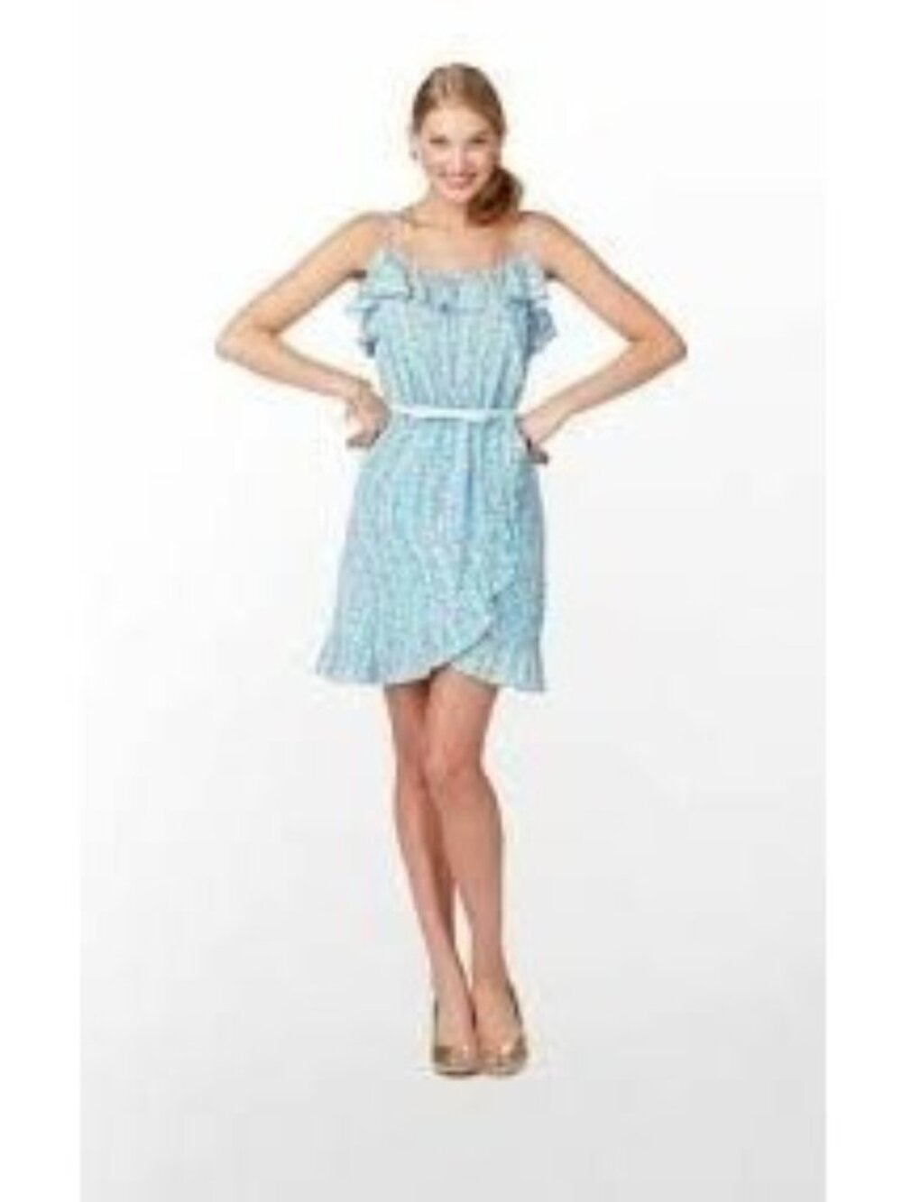 Lilly Pulitzer Kalen Multi Clam Jam Flounce Ruffle Faux Wrap Dress Medium
